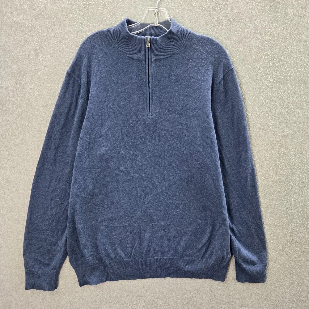 Vineyard Vines Men Sweater Large Blue 1/4 Zip‎ Long Sleeve Mock Neck